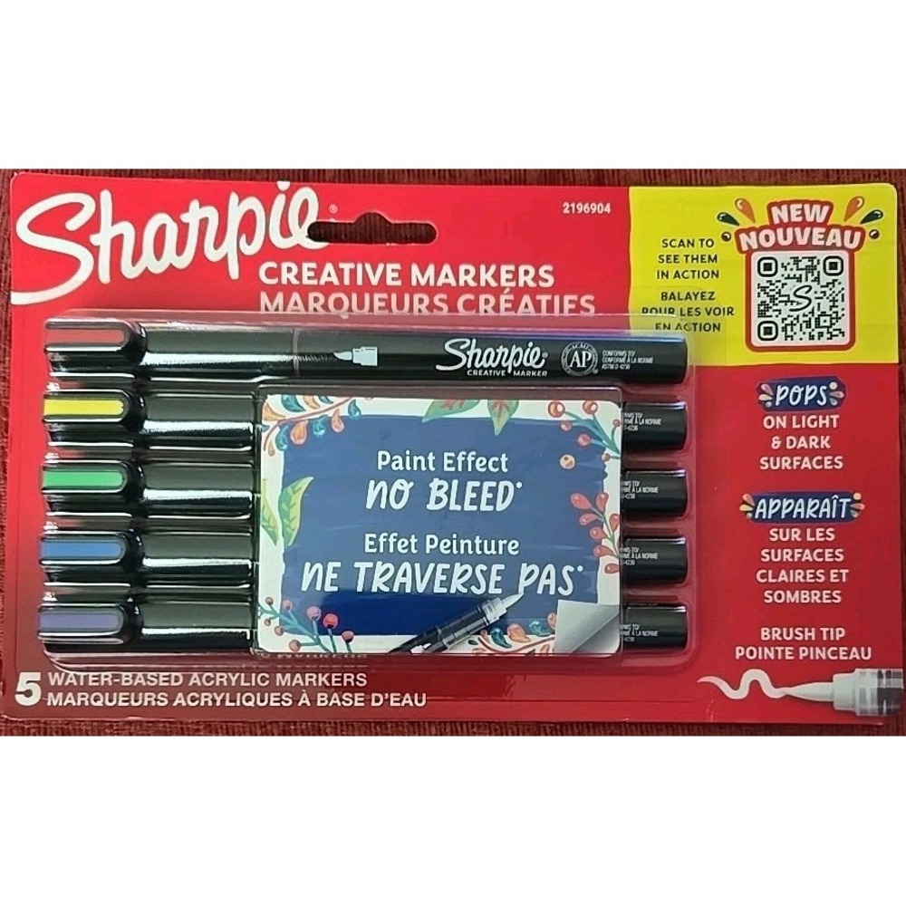 Sharpie Creative Acrylic Markers-5 Count Bullet Tip-Paint‎ Effect No Bleed
